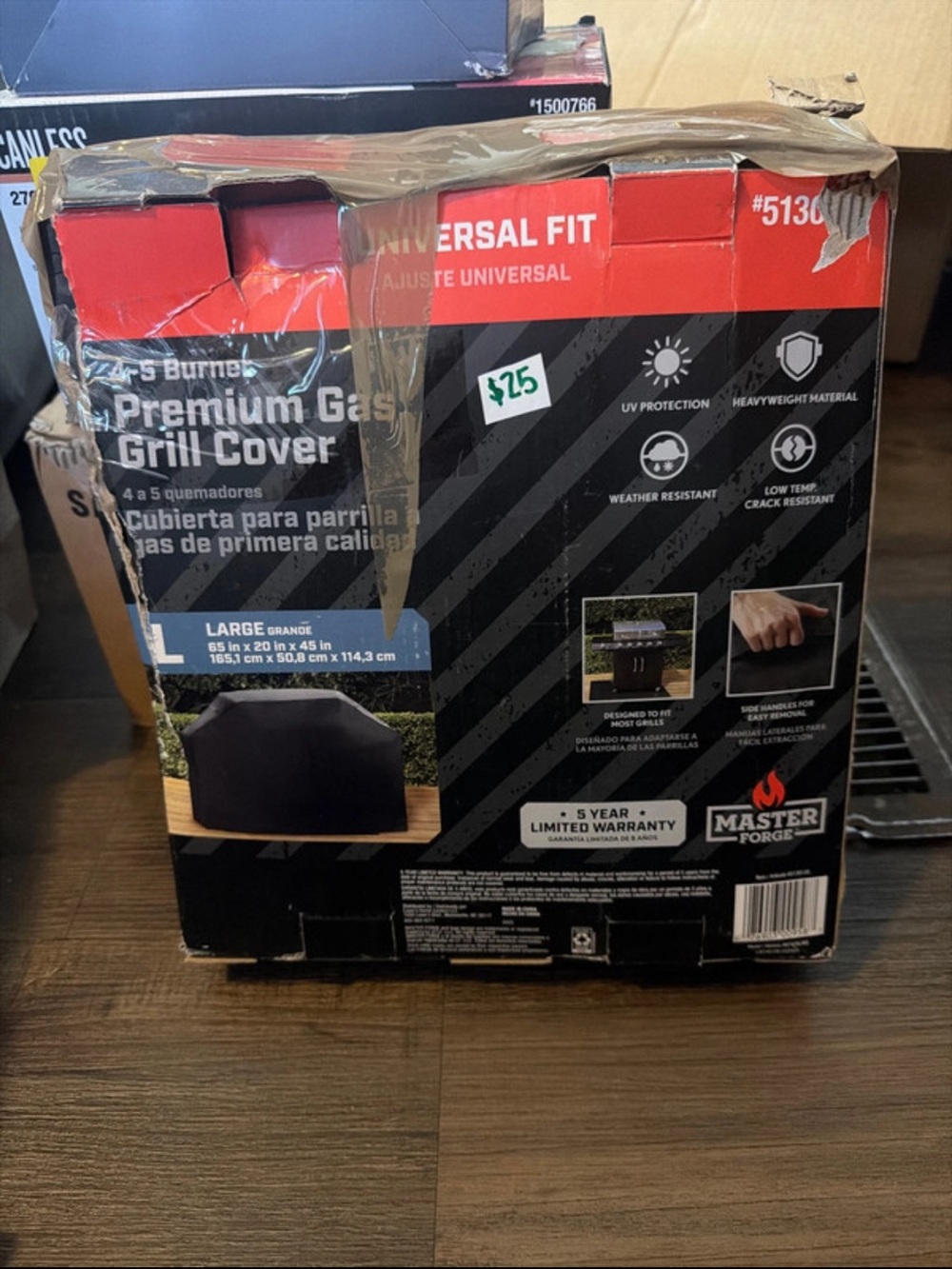 Universal Black and Red Premium Gas Grill Cover Box